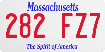 MA license plate 282FZ7