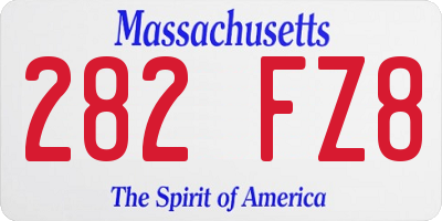 MA license plate 282FZ8