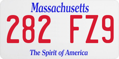 MA license plate 282FZ9