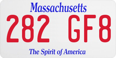 MA license plate 282GF8