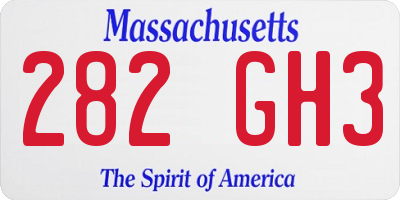 MA license plate 282GH3