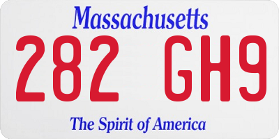 MA license plate 282GH9