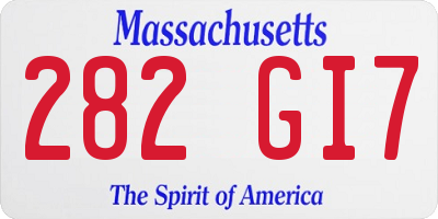 MA license plate 282GI7