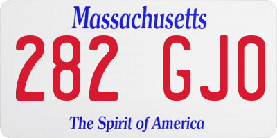 MA license plate 282GJ0