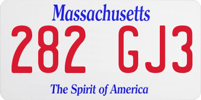 MA license plate 282GJ3