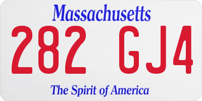MA license plate 282GJ4