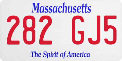MA license plate 282GJ5
