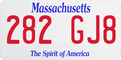 MA license plate 282GJ8