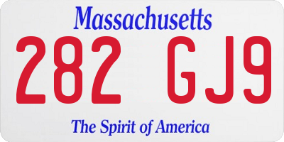MA license plate 282GJ9