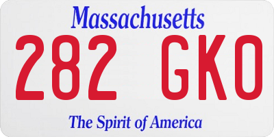 MA license plate 282GK0