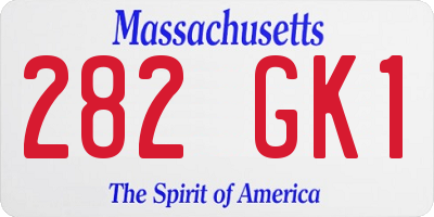 MA license plate 282GK1