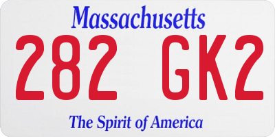 MA license plate 282GK2
