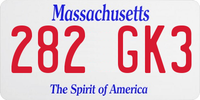 MA license plate 282GK3