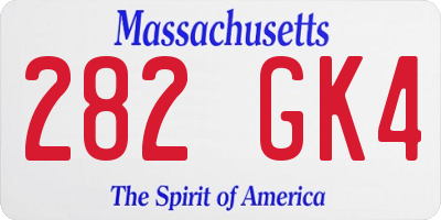 MA license plate 282GK4
