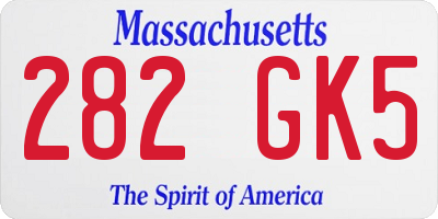 MA license plate 282GK5