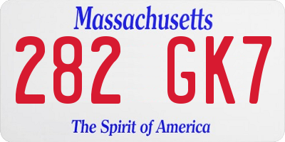 MA license plate 282GK7