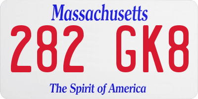 MA license plate 282GK8