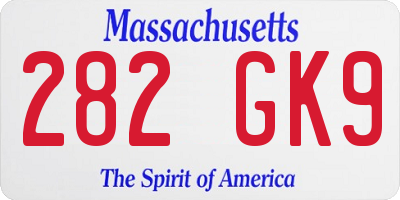 MA license plate 282GK9