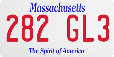 MA license plate 282GL3
