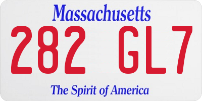 MA license plate 282GL7