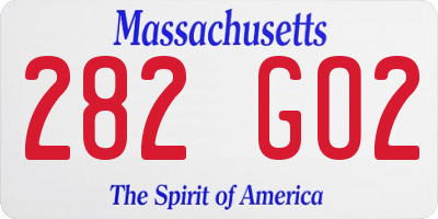 MA license plate 282GO2