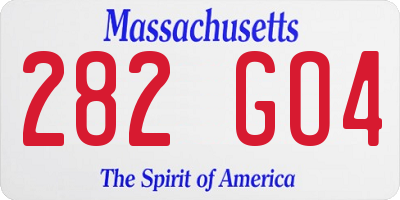 MA license plate 282GO4