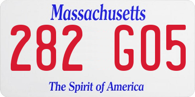 MA license plate 282GO5