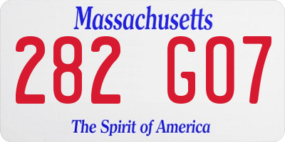 MA license plate 282GO7