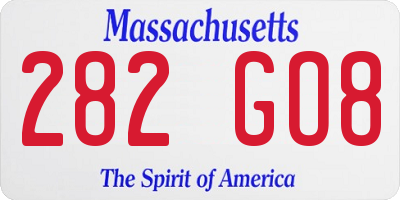 MA license plate 282GO8