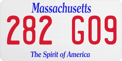 MA license plate 282GO9