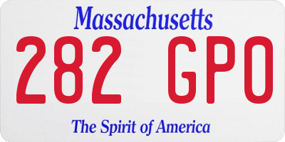 MA license plate 282GP0