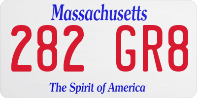 MA license plate 282GR8
