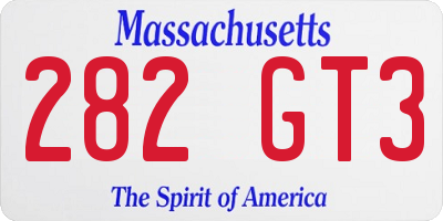 MA license plate 282GT3