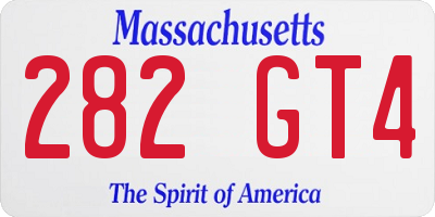 MA license plate 282GT4
