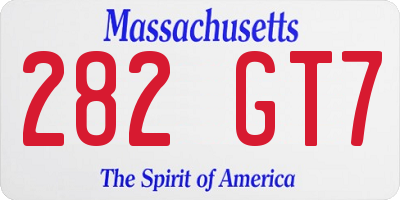 MA license plate 282GT7