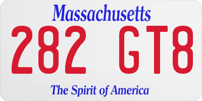 MA license plate 282GT8