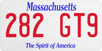 MA license plate 282GT9