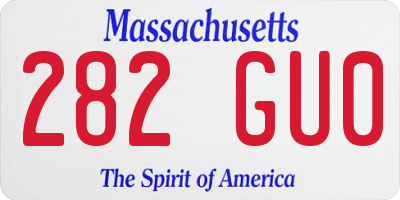 MA license plate 282GU0