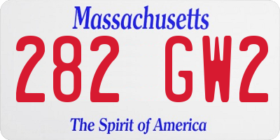 MA license plate 282GW2