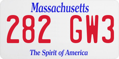 MA license plate 282GW3