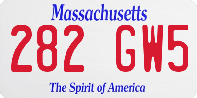 MA license plate 282GW5