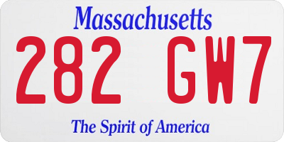 MA license plate 282GW7