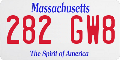 MA license plate 282GW8