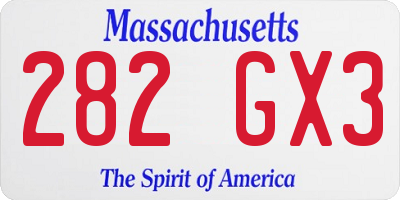 MA license plate 282GX3