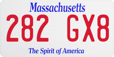 MA license plate 282GX8