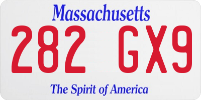 MA license plate 282GX9