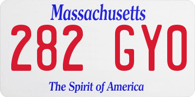 MA license plate 282GY0