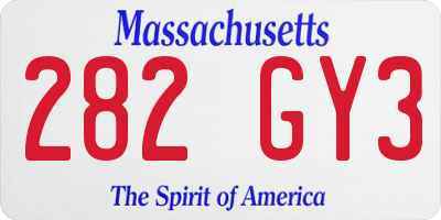 MA license plate 282GY3