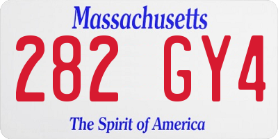 MA license plate 282GY4