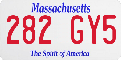 MA license plate 282GY5